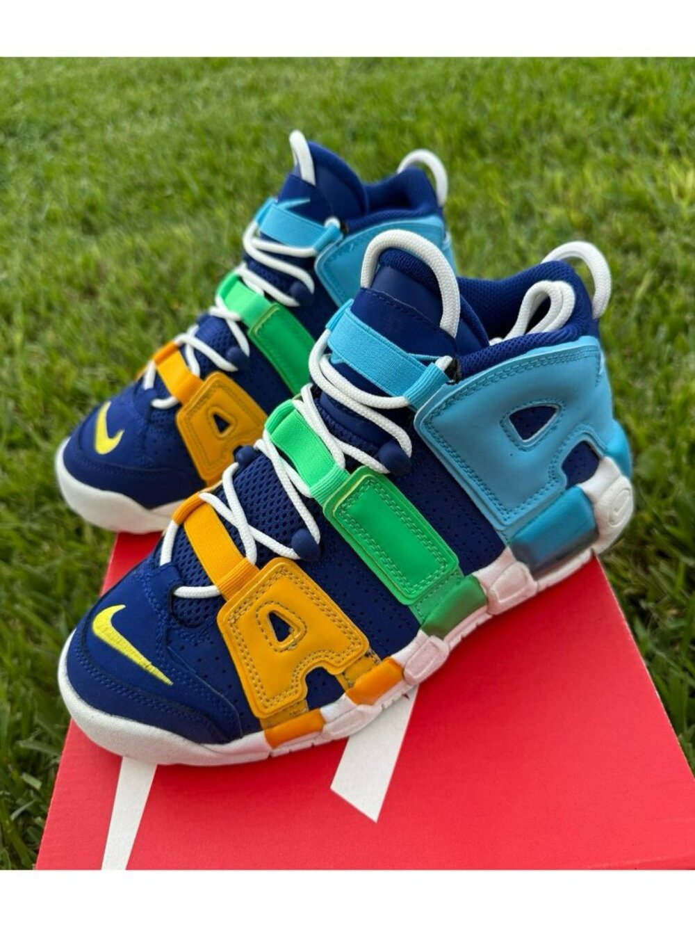 * 6 YOUTH NIKE AIR MORE UPTEMPO BG BLUE MULTICOLOR FJ0693-455 BASKETBALL